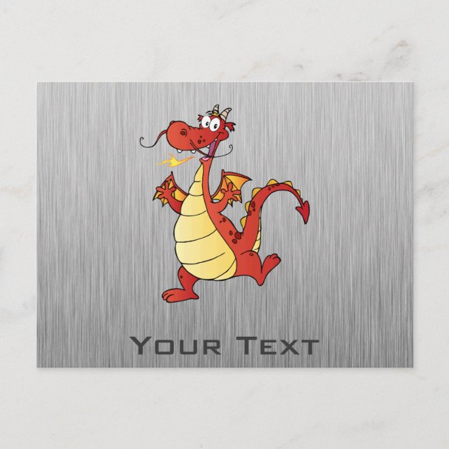 Cartoon Dragon Metallaussehen Postkarte (Vorderseite)
