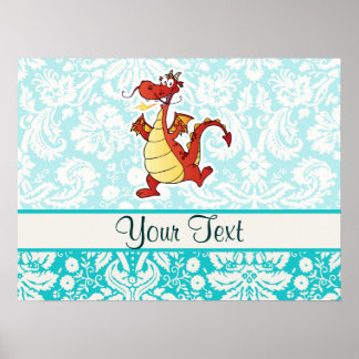 Cartoon Dragon; Niedlich Poster