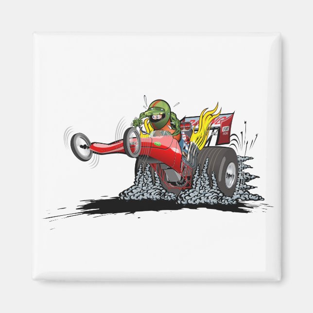 Cartoon Dragster Magnet (Vorne)