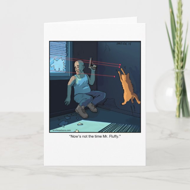 Cartoon Drôle Carte de voeux - Laser Cat (Devant)