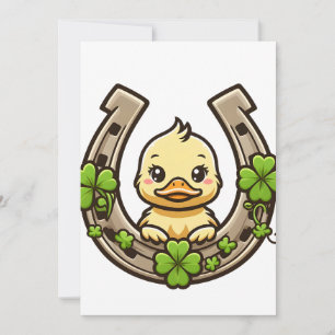Cartoon Duckling auf keltischer Horseshoe Einladun Einladung