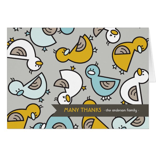 Cartoon Ducks Baby Geburtserklärung Vielen Dank (Vorderseite (Horizontal))