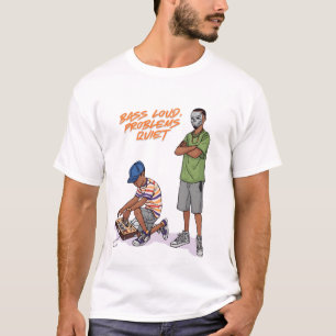 Cartoon-Duo mit Boombox Bass Laut T-Shirt