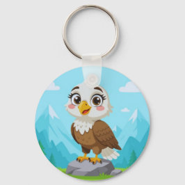 Cartoon Eagle on Rock – Cute Vector Character Schlüsselanhänger