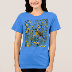 Cartoon einer umgebenden Western-Meadowlarke 1 Tri-Blend Shirt