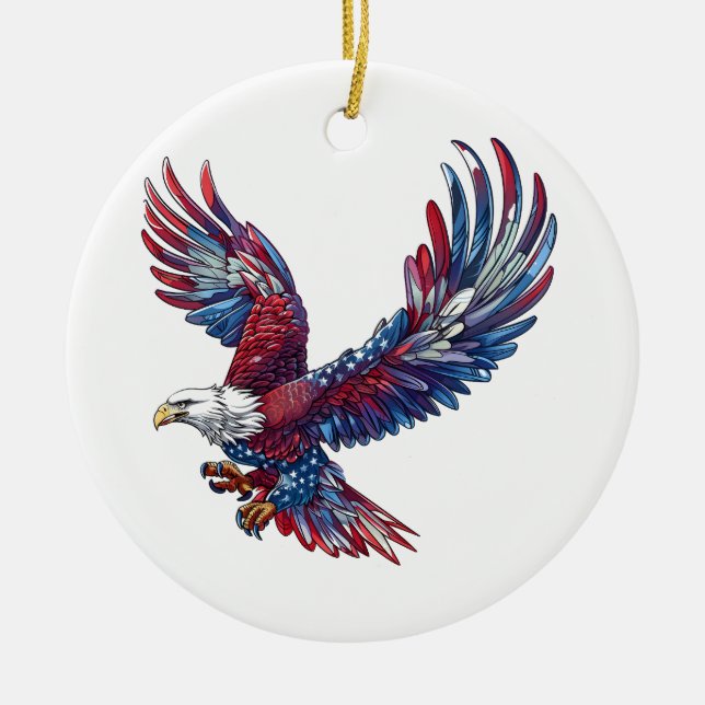 Cartoon eines Adlers, 4. Juli Keramik Ornament (Vorne)