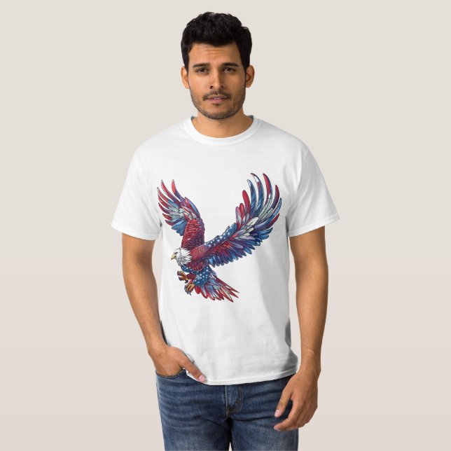 Cartoon eines Adlers, 4. Juli T-Shirt (Vorne ganz)