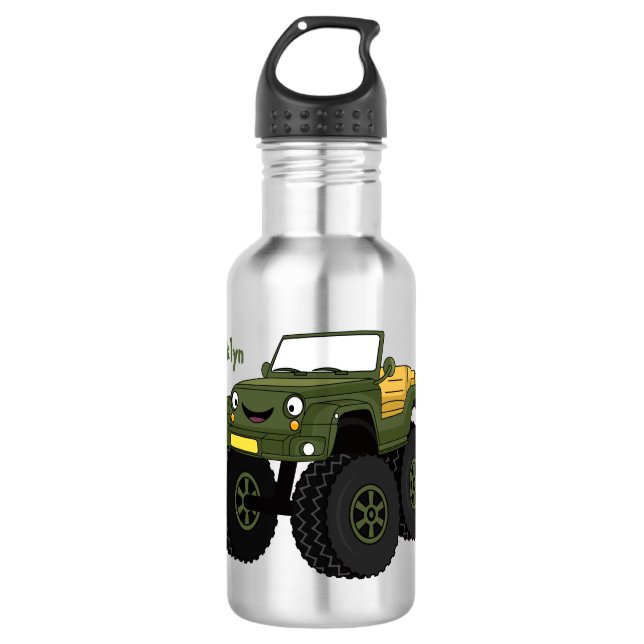 Cartoon eines grünen Monster Edelstahlflasche (Vorderseite)