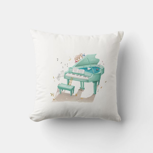 Cartoon eines grünen Pianos Kissen (Vorderseite)