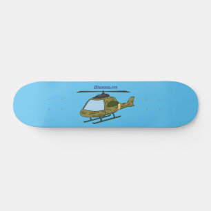 Cartoon eines niedlichen Heereshubschraubers Skateboard