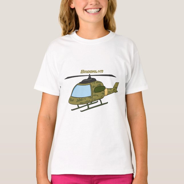 Cartoon eines niedlichen Heereshubschraubers T-Shirt (Vorderseite)