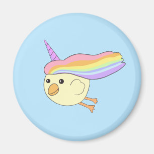 Cartoon Einhorn-Huhn runder Magnet