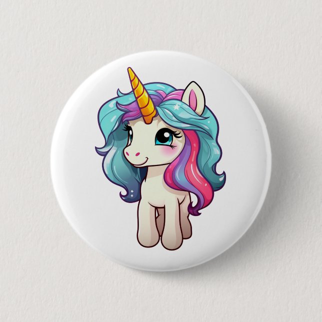 Cartoon Einhornabbildungen Button (Vorderseite)