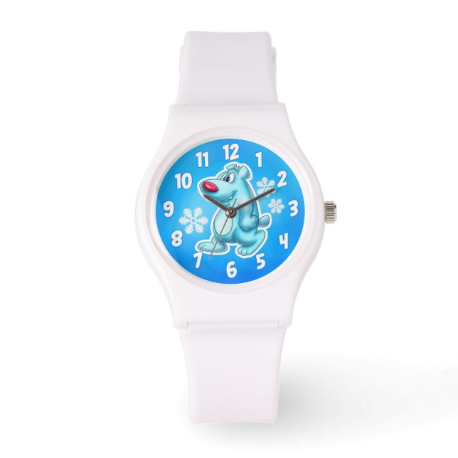 Cartoon Eisbär niedliche Uhr (Vorderseite)
