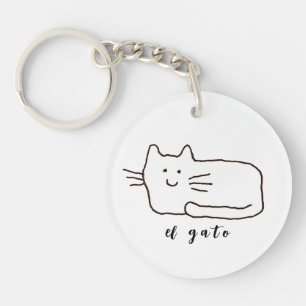 Cartoon El Gato Katze Doodle Linie  Schlüsselanhänger