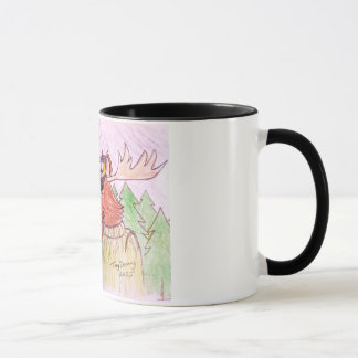Cartoon Elche auf einer Tasse .Newfie Elche Tasse