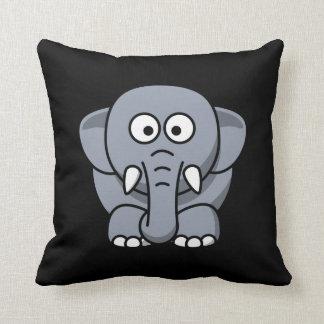 Cartoon-Elefant auf Schwarzem Kissen