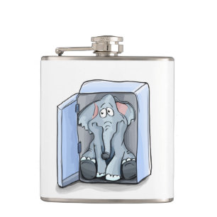 Cartoon-Elefant in einem Kühlschrank Flachmann
