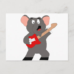 Cartoon Elefant mit Gitarre Postkarte