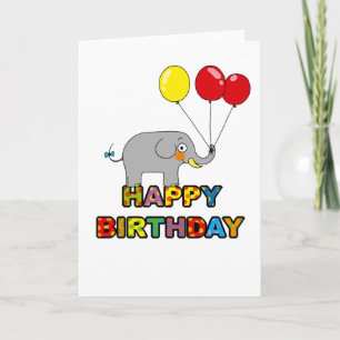 Cartoon Elefantenballons zum Geburtstag Karte
