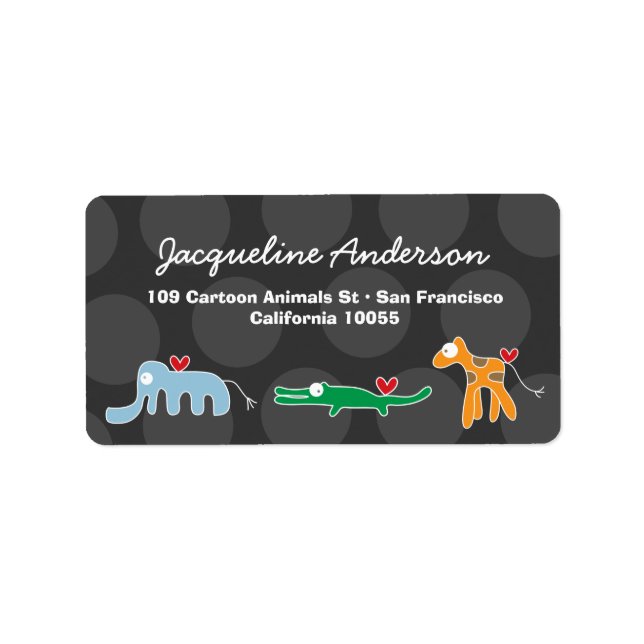 Cartoon Elephant Alligator Giraffe Adressenmarken Adressaufkleber (Vorne)