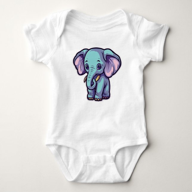 CARTOON ELEPHANT BABY STRAMPLER (Vorderseite)