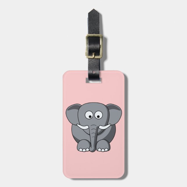 Cartoon Elephant Gepäckmarke Gepäckanhänger (Vorderseite vertikal)