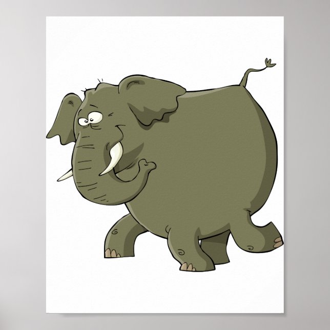 Cartoon Elephant Gray Animal Poster (Vorne)