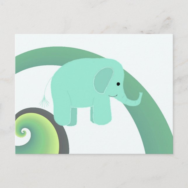 Cartoon Elephant mit Regenbogen Postkarte (Vorderseite)