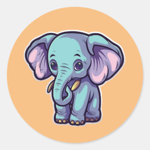 CARTOON ELEPHANT RUNDER AUFKLEBER