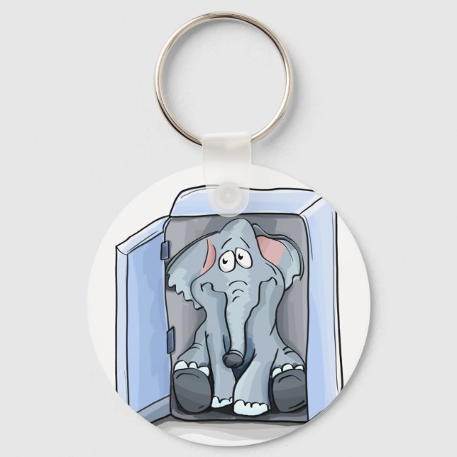 Cartoon elephant sitting inside a refrigerator schlüsselanhänger (Vorderseite)