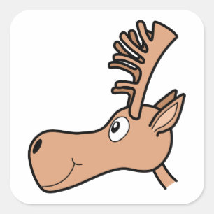 Cartoon Elk Elch Elch. Quadratischer Aufkleber
