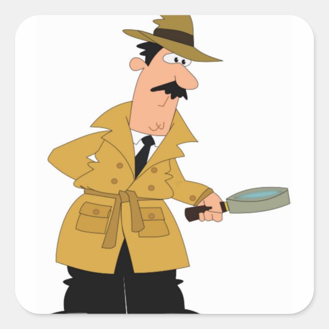 Cartoon Ermittler yeah Quadratischer Aufkleber (Vorderseite)