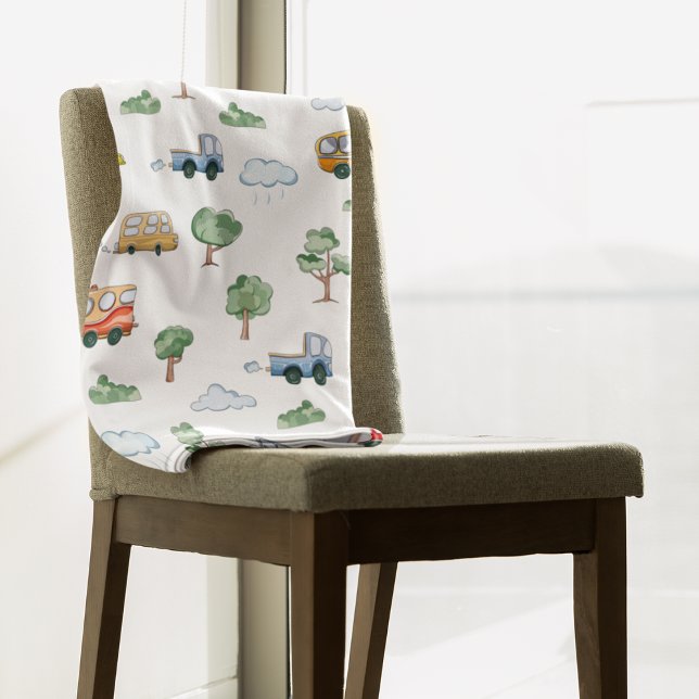 Cartoon-Fahrzeuge mit nahtlosem Muster Fleecedecke (Von Creator hochgeladen)