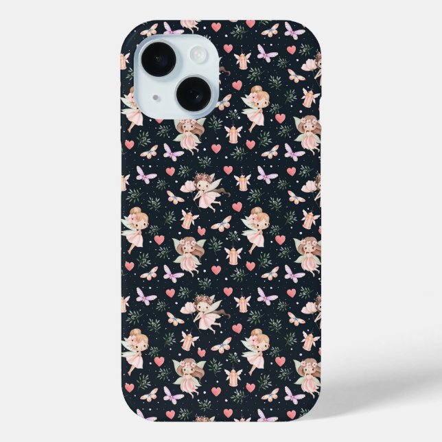 Cartoon Fairy With Flowers Seamless Pattern Case-Mate iPhone Hülle (Rückseite)