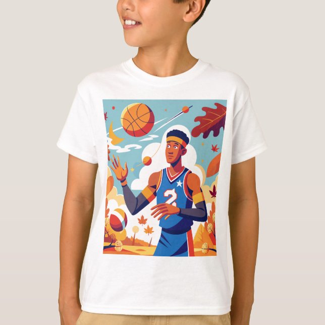 Cartoon Fall Basketball T-Shirt (Vorderseite)
