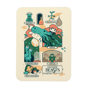 Cartoon Fantastische Bestien Szenen Magnet