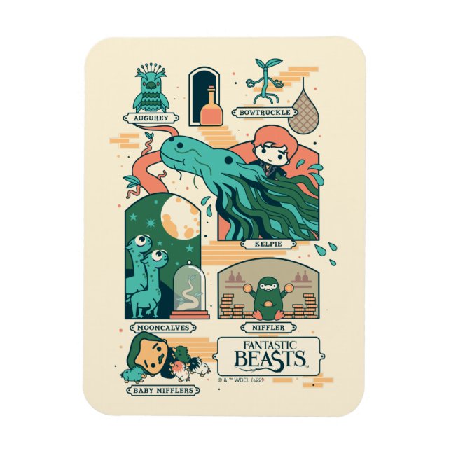 Cartoon Fantastische Bestien Szenen Magnet (Vertikal)
