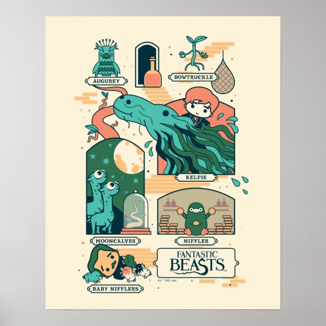 Cartoon Fantastische Bestien Szenen Poster (Vorne)