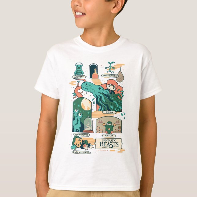 Cartoon Fantastische Bestien Szenen T-Shirt (Vorderseite)