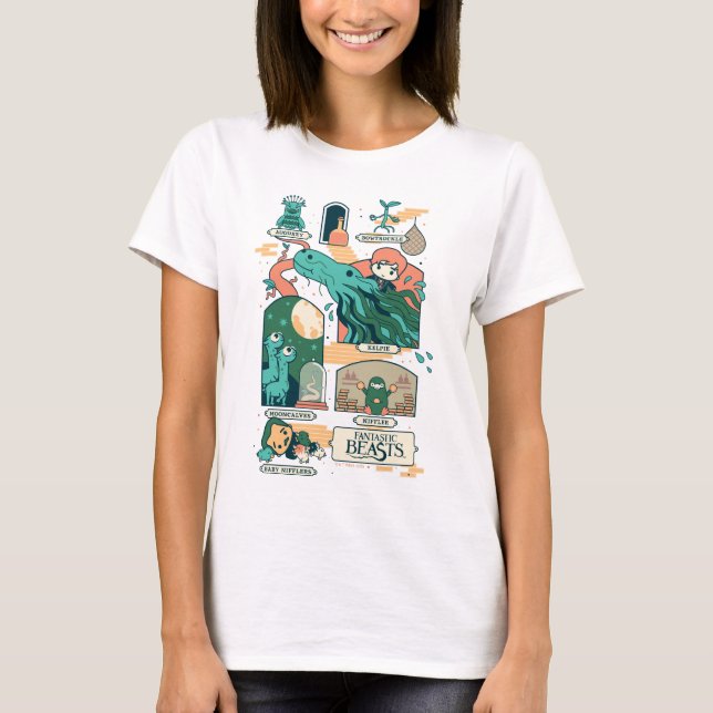 Cartoon Fantastische Bestien Szenen T-Shirt (Vorderseite)