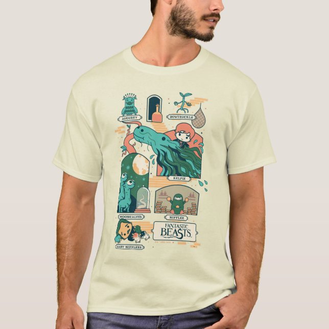 Cartoon Fantastische Bestien Szenen T-Shirt (Vorderseite)