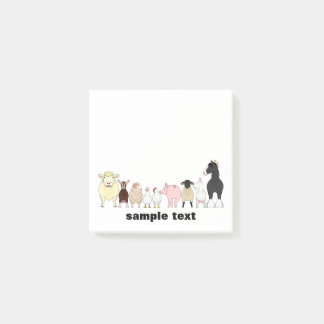 cartoon farm animal group post it post-it klebezettel