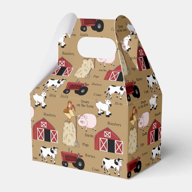 Cartoon-Farm-Muster-Gable-Bevorzugungsbox Geschenkschachtel (Vorderseite)
