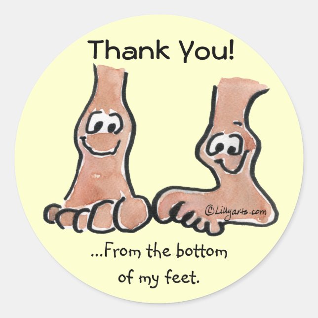 Cartoon Feet Vielen Dank Round Aufkleber (Vorderseite)