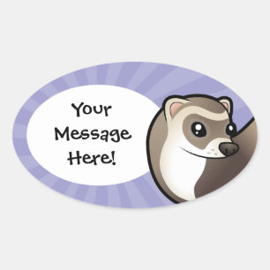 Cartoon Ferret Ovaler Aufkleber