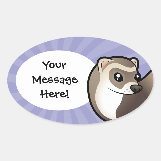 Cartoon Ferret Ovaler Aufkleber (Vorderseite)