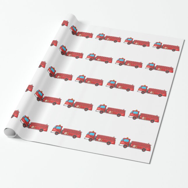Cartoon-Feuer-LKW/Motor Geschenkpapier (Ungerollt)