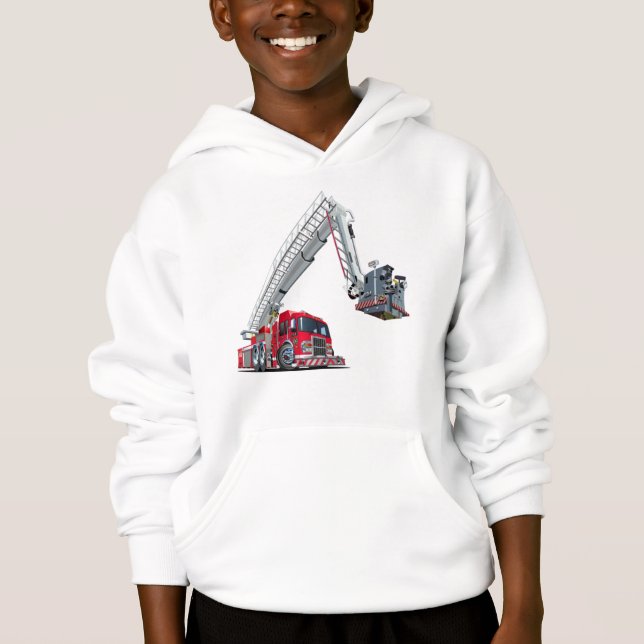 Cartoon-Feuerwehrfahrzeug Hoodie (Vorderseite)