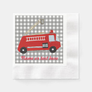Cartoon-Feuerwehrfahrzeug mit Text Serviette